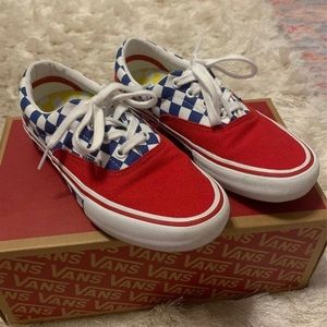 VANS Era Pro Checkerboard Skate Shoes Red Blue